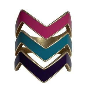 Vintage Rings Jewelry Enamel Chevron V Purple Blue Green Southwestern‎ Aztec 8